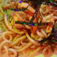 Yaki Udon · Japaneses thick-white wheat noodle. Pan-fried noodles with vegetable. Served with choice of ...
