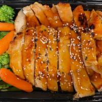 Chicken Teriyaki · Served with miso soup, salad and white rice. Marinated and broiled in homemade teriyaki sauce.