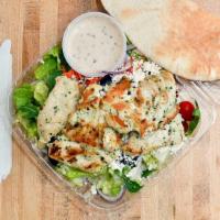 Greek Salad · Vegetarian. Our mixed greens salad with feta cheese and kalamata olives.