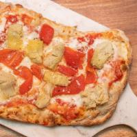 Artichoke & Red Peppers · Vegetarians rejoice...our newest pinsa starts with San Marzano sauce, whole milk mozzarella,...