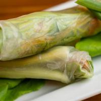 Salad Spring Roll · Spinach, yellow and orange pepper, cucumber, avacado, crasin, and lemon pepper rolled into a...