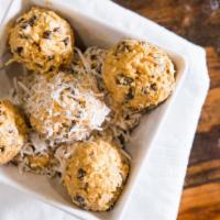 Peanut Butter · Energy balls made with peanut butter, chocolate chips, honey, oats and coconut. Serves 12.