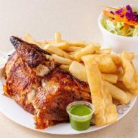  1/2 Chicken (Pollo) · Served with a Choice of 2 Side Orders: House Salad, Rice, Black Beans, Steamed Vegetables, F...