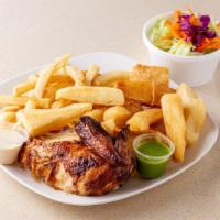 1/4 Chicken (Pollo) · Served with a Choice of 2 Side Orders: House Salad, Rice, Black Beans, Steamed Vegetables, F...