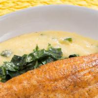 Fish And Grits · Come with 2 sides. 1 vegetable (collard greens, cabbage, string beans) and 1 choice of a din...