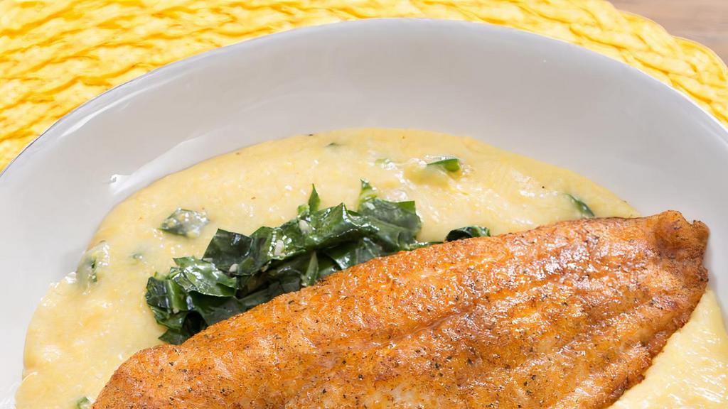 Fish And Grits · Come with 2 sides. 1 vegetable (collard greens, cabbage, string beans) and 1 choice of a dinner roll (Hawaiian roll or biscuit).