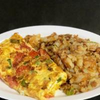 Vegetables Omelet Platter · Green peppers, onion, mushroom, and tomatoes. Three eggs served with home fries or grits and...