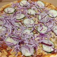 Vegan Chhole Pizza · Chhole curry on pizza with vegan cheese....