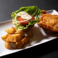Haddock Sandwich · with Homemade Tartar, Lettuce, Tomato, & Onion, served with a side of Roasted Potatoes