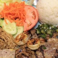 Build Your Own Broken Rice · Select meat, greens and extras. Broken rice, lettuce, cucumber, tomatoes, pickled carrots an...