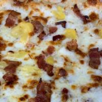 Hawaiian · Bacon, pineapples, and mozzarella. Red or white sauce