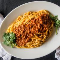 Bolognese · Spaghetti with Homemade Meat sauce.