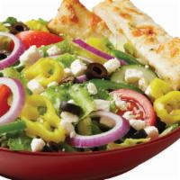Greek · Crisp lettuce, tomatoes, cucumbers, green peppers, red onions, black olives, banana peppers ...