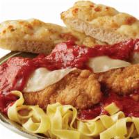 Chicken Parmigiana Platter · New. Chicken parmigiana with your choice of fettuccine or penne marinara. 1270-1240 cal.