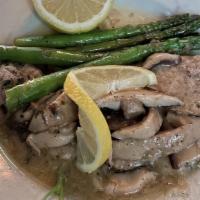 Veal Limone · With white wine, mushrooms and lemon.