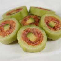 Spicy Tuna Delight · Spicy tuna and avocado rolled in cucumber
