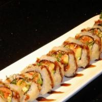 Spicy King Crab Tempura Roll · King crab, avocado, cucumber and spicy mayo. Deep-fried with tempura batter