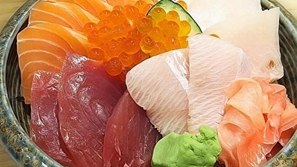 Chirashi · Chef's choices 12 pcs. assorted Sashimi and Salmon Roe over sushi rice