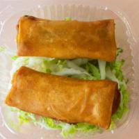Shrimp Spring Rolls · 2 pieces; hand rolled shrimp fried roll; napa, carrot, and house seasoning, all stir fried a...