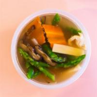 Small Asparagus Chicken Soup · Fresh Asparagus, slices of white meat chicken,  vegetables in homemade bone broth. Soothing ...