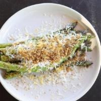 Grilled Asparagus · cured egg yolk, parmesan cheese, caper panko