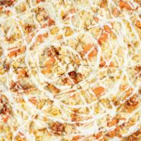 Chicken Bacon Ranch Pizza · Grilled chicken, bacon, tomatoes and ranch dressing. White Pizza.