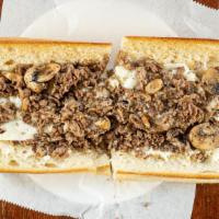 Steak & Cheese With Topping (Large) · Choice of: mushrooms, onions or peppers.