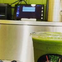 Green And Lovely · Pinneaple, Spinach, Kale, Celery, Parsley, Spirulina and Orange Juice