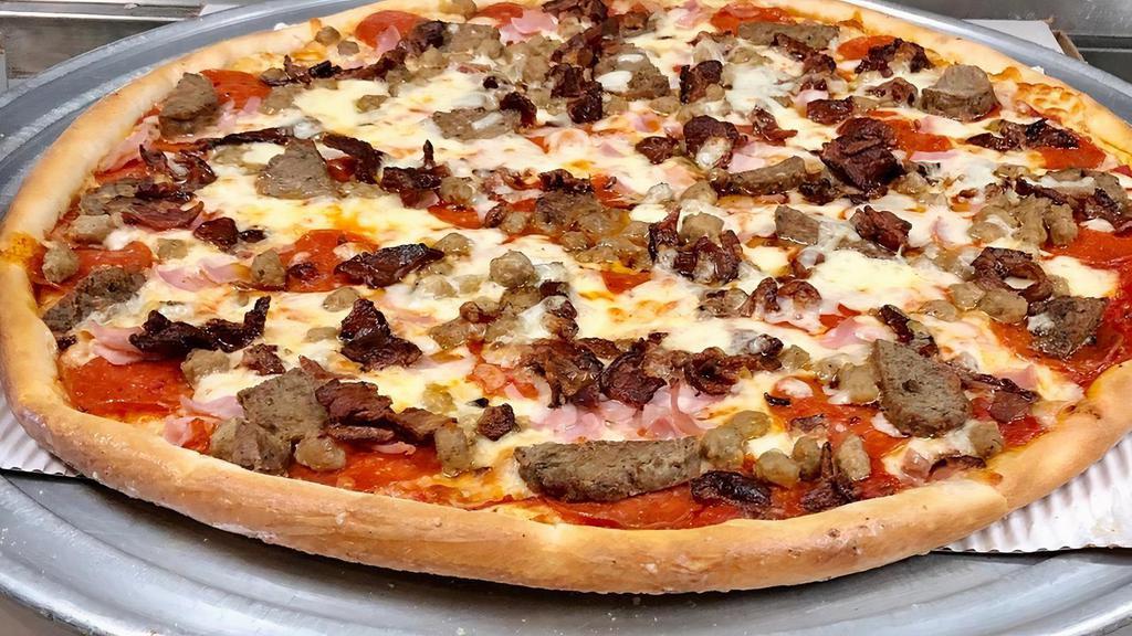 Meat Lovers Pizza · Ham, Bacon, Meatballs, Pepperoni, Sausage & Mozzarella Cheese