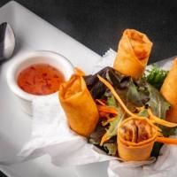 Crispy Thai Spring Roll · Vegetarian. Vegetable, glass noodle, and taro wrapped in a crisp wrapper.