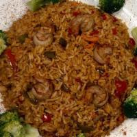 Shrimp Fried Rice · 6 Jumbo shrimp, mixed peppers, onions and broccoli