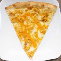 Buffalo Chicken Pizza · Fresh grilled chicken marinated in spicy, hot sauce topped with mozzarella and bleu cheese.