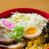 Heaven Ramen · Authentic Japanese ramen in house special pork broth, topped with house-made cha-shu pork, m...