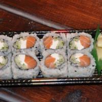Philadelphia Maki · Eight pieces smoked salmon, cream cheese and cucumber