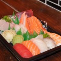 Nigiri & Sashimi Plate · Twenty pieces five pieces chef's choice nigiris, nine pieces chef's choice sashimis, and a t...