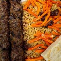 Beef Kofta Kabab · Mixed ground beef and lamb.