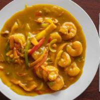 Curry Shrimp · Curry seasoned dish.