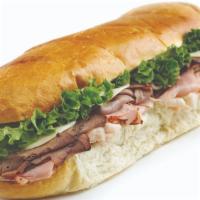 Roast Beef & Provolone · Lean roast beef with mild provolone, lettuce and tomato on a 6