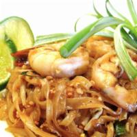 Pad Thai · Sauteed rice stick noodles with egg, scallion, crushed peanut and bean sprouts.