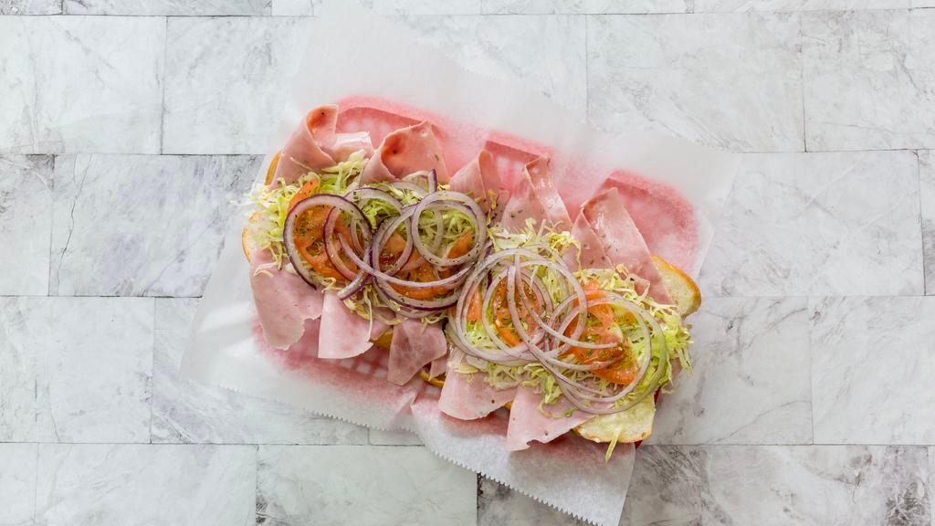 Ham Hoagie · Includes lettuce, tomatoes, red onions, oregano and oil.