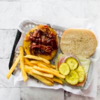 Texas Cheeseburger · Cheddar cheese, bacon and house BBQ sauce.