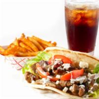 Gyro Combo · Chicken or lamb. Comes with French fries and soda.