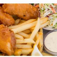 Fish & Chips · Fried fish and freshly cut French fries served with coleslaw.