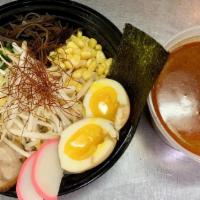 Tom-Yum Ramen · Special hot and sour broth with chashu pork, ajitama,corn, scallions, nori ,bean sprout and ...