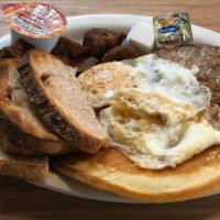 Truck Stop Special* · Two eggs any style, one pancake, home fries, . and your choice of sausage, bacon, or Beyond ...