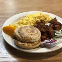 Scrambled Egg Special* · Three scrambled eggs served with home fries,. an English muffin, and coffee