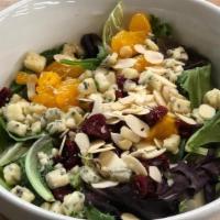 Trident Signature Salad · Dried cranberries, mandarin oranges, almonds and Gorgonzola over mixed greens