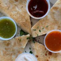 Cheese Quesadilla · Served with salsa and sour cream.