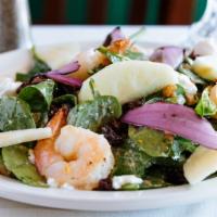 Core De Roma Salad · Spinach, goat cheese, raisins, roasted walnuts, in a sherry balsamic vinaigrette.