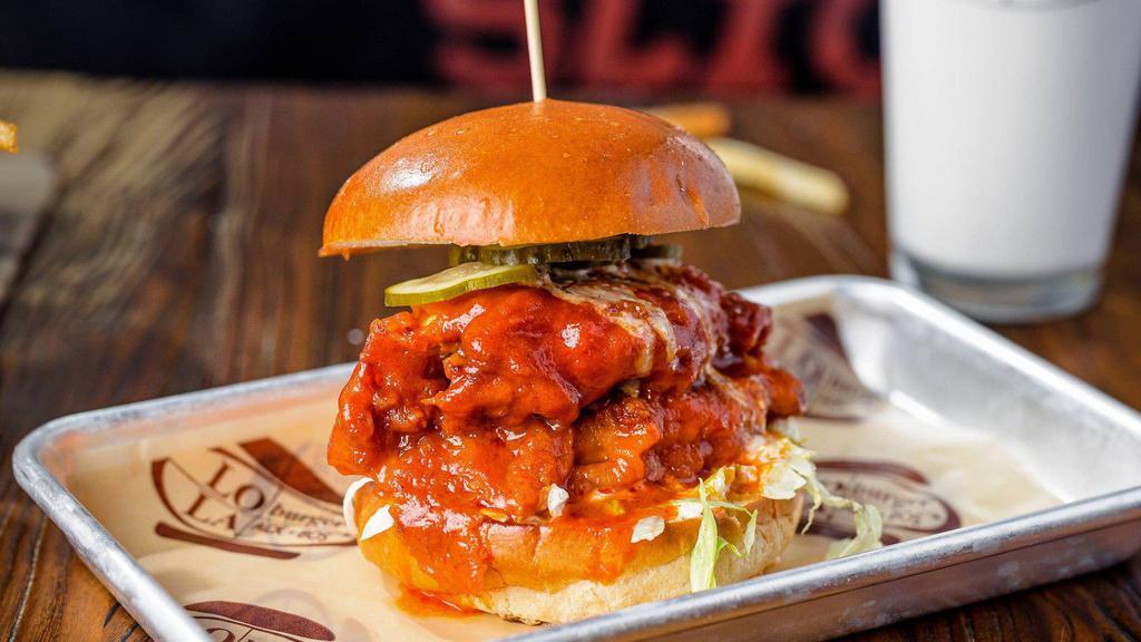 Buffalo Chicken Sandwich · Chicken Breast fried to perfection topped with Buttermilk Ranch, Pickles, & Lettuce